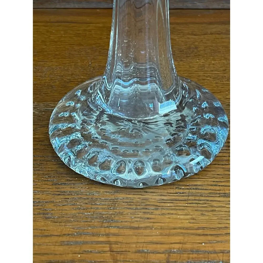 Vintage Clear Glass Single Stem Puddle Bubble Vase 12